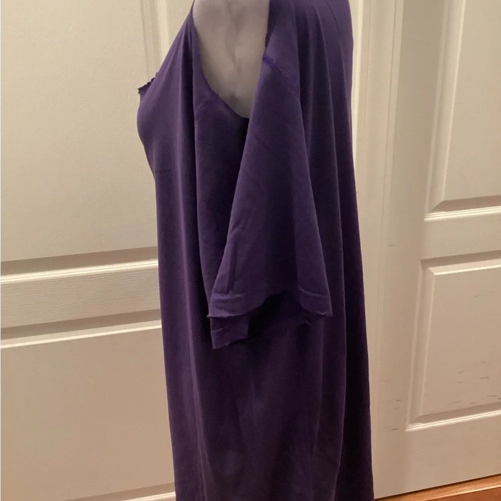 Customized Purple Cold-Shoulder Scoop Neck Raw Trim Tee